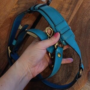 Coach Legacy Luci Dome Satchel Teal Adjustable Strap with Gold Hardware 47"